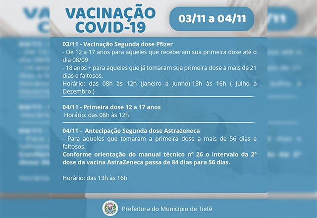 VACINAÇÃO CONTRA A COVID- 19 (03/11 a 04/11)