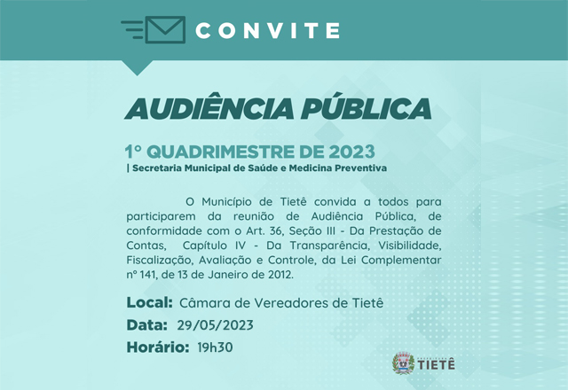 AUDIÊNCIA PÚBLICA 1º quadrimestre de 2023