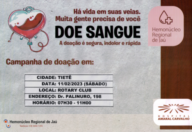 DOE SANGUE - HEMONÚCLEO REGIONAL DE JAÚ