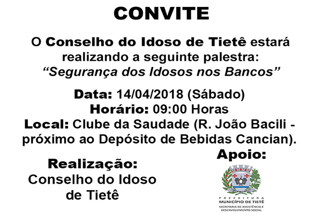 Assistência Social e Conselho do Idoso promovem palestra