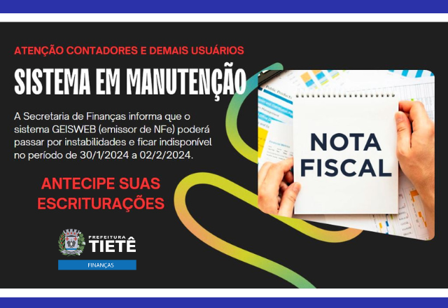ATENÇÃO: CONTADORES E DEMAIS USUÁRIOS DO SISTEMA GEISWEB