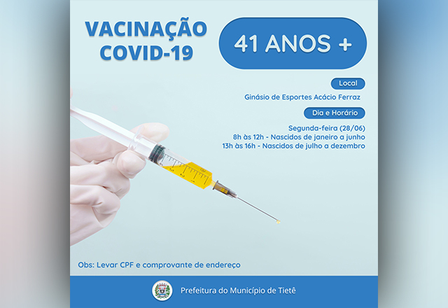 VACINAÇÃO CONTRA A COVID-19 (41 ANOS OU MAIS)