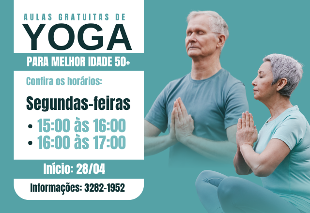 AULAS GRATUITAS DE YOGA PARA A MELHOR IDADE 50+