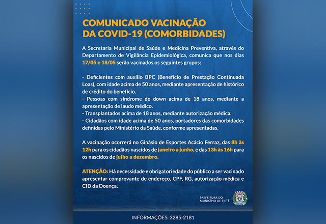 Vacinação contra a Covid-19 (Comorbidades)