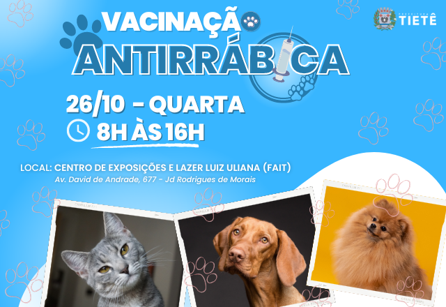 VACINAÇÃO ANTIRRÁBICA DIA 26/10 (quarta-feira)