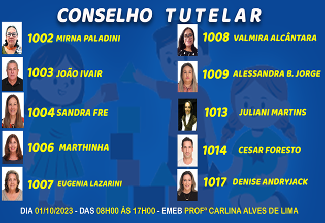 ELEIÇÃO PARA O CONSELHO TUTELAR ACONTECE NO PRÓXIMO DOMINGO, NA ESCOLA CARLINA