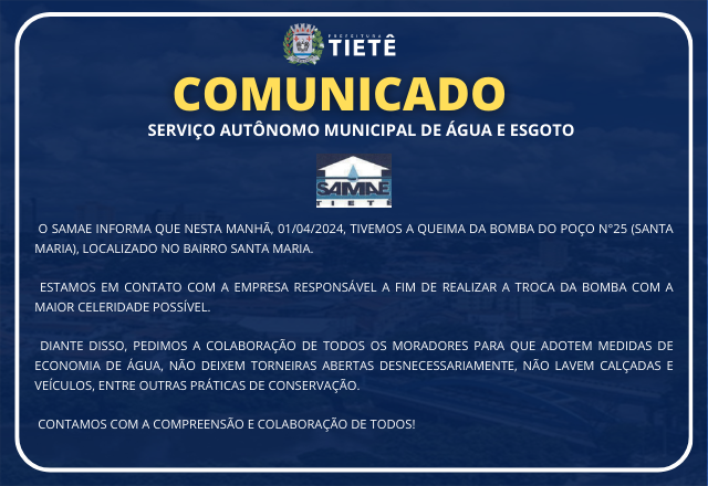 COMUNICADO SAMAE