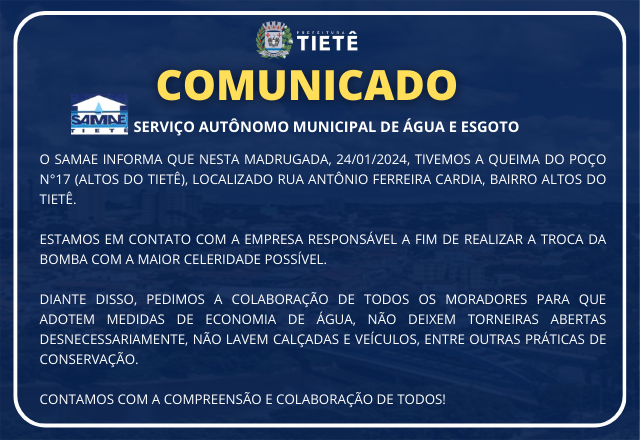 COMUNICADO SAMAE - URGENTE