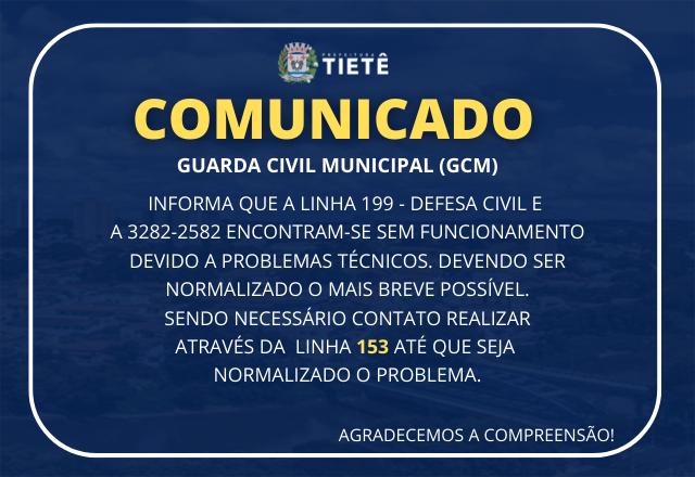 COMUNICADO GUARDA CIVIL MUNICIPAL (GCM)