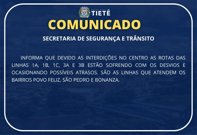 COMUNICADO - SECRETARIA DE SEGURANÇA E TRÂNSITO