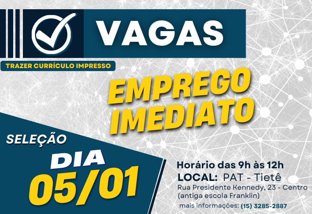 MUTIRÃO DE EMPREGOS 05/01