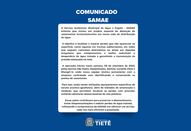 COMUNICADO SAMAE