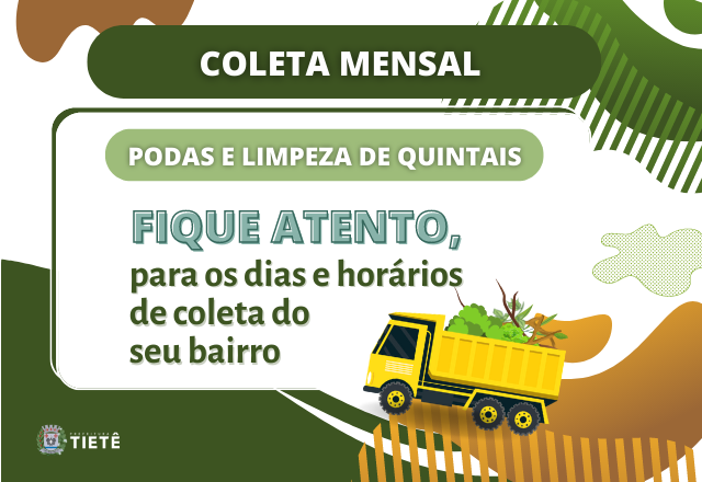 COLETA MENSAL DE PODAS E LIMPEZA DE QUINTAIS