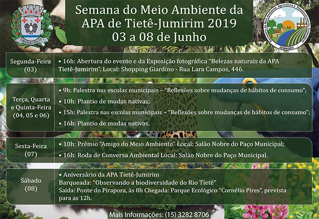 Prefeitura divulga a programação da Semana do Meio Ambiente 2019