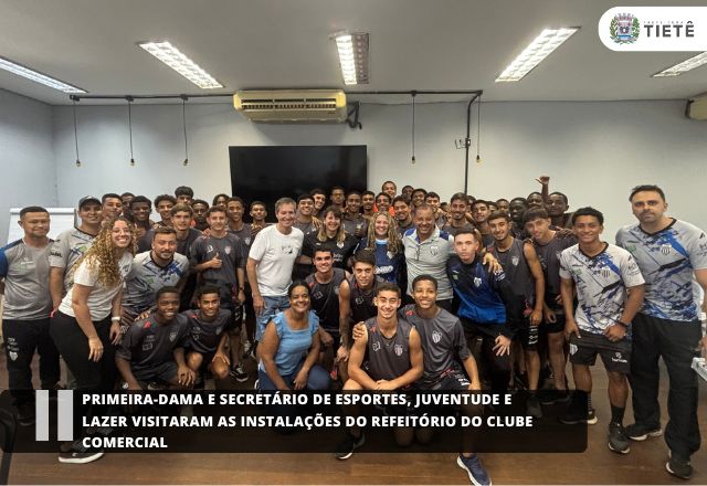 Primeira-dama e o secretário de Esportes, Juventude e Lazer visitaram as instalações do refeitório do Clube de Futebol Comercial (CFC Tietê).