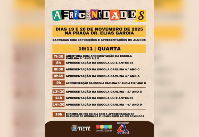 Tietê celebra a cultura afro-brasileira com o projeto Africanidades