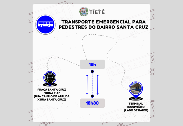 Prefeitura de Tietê implanta transporte emergencial para pedestres do bairro Santa Cruz