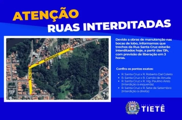 INTERDIÇÕES NA RUA SANTA CRUZ PARA MANUTENÇÃO DE BOCAS DE LOBO