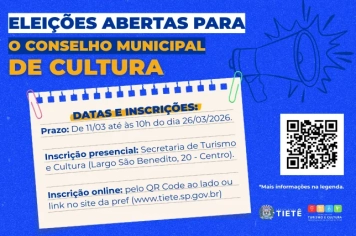 Tietê Abre Inscrições para Novos Membros do Conselho Municipal de Cultura