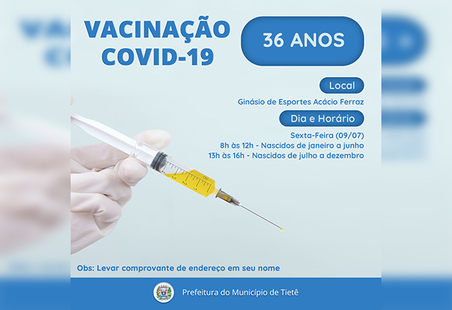 VACINAÇÃO CONTRA A COVID- 19 ( 36 ANOS )