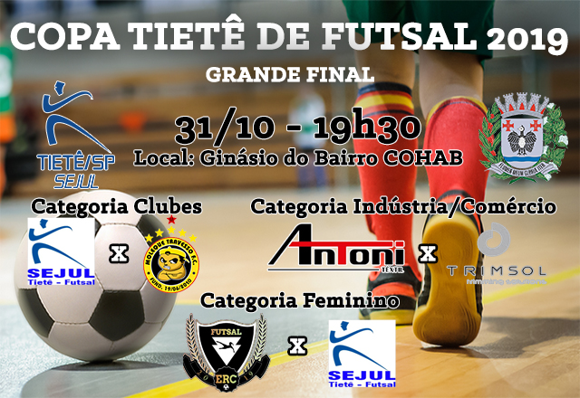 Grande Final da Copa Tietê de Futsal será nesta quinta-feira
