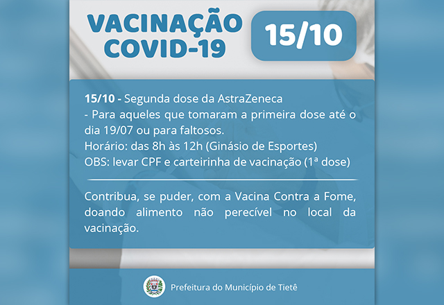 VACINAÇÃO CONTRA A COVID-19 (15/10)