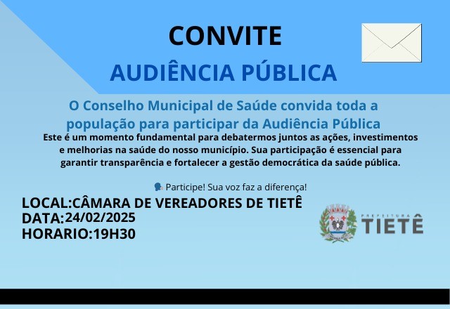 CONVITE AUDIÊNCIA PÚBLICA