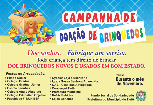 Fundo Social realiza campanha de doação de brinquedos