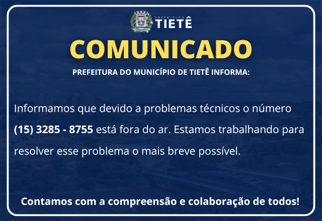 PREFEITURA INFORMA - TELEFONE FORA DO AR