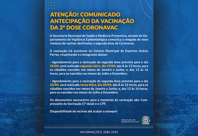 Antecipação da segunda dose da vacina CoronaVac