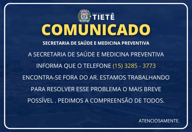 COMUNICADO- SECRETARIA DE SAÚDE E MEDICINA PREVENTIVA-03/05