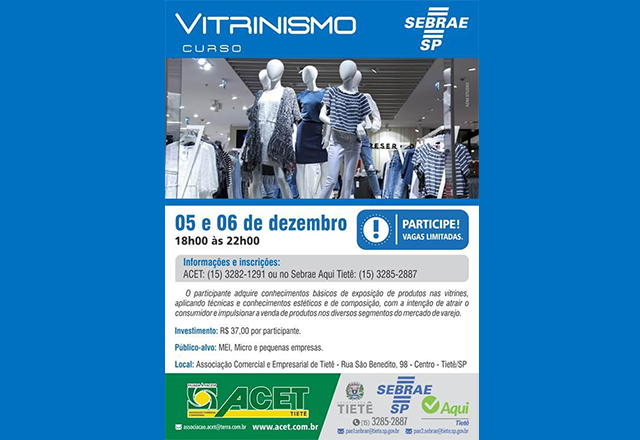 SEBRAE Aqui oferece Curso de Vitrinismo