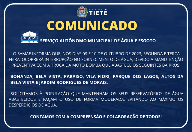 COMUNICADO SAMAE- 05/10
