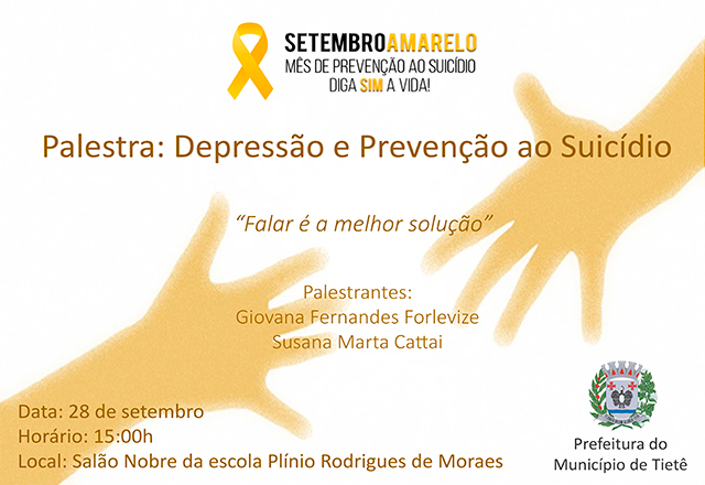 Escola Plínio recebe palestra sobre depressão e prevenção ao suicídio