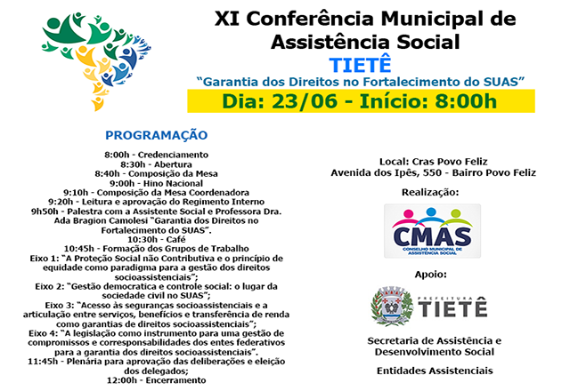 Assistência Social promove XI Conferência Municipal de Assistência Social