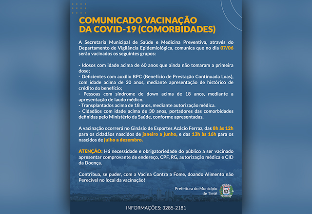 Vacinação contra a Covid-19 (Comorbidades)