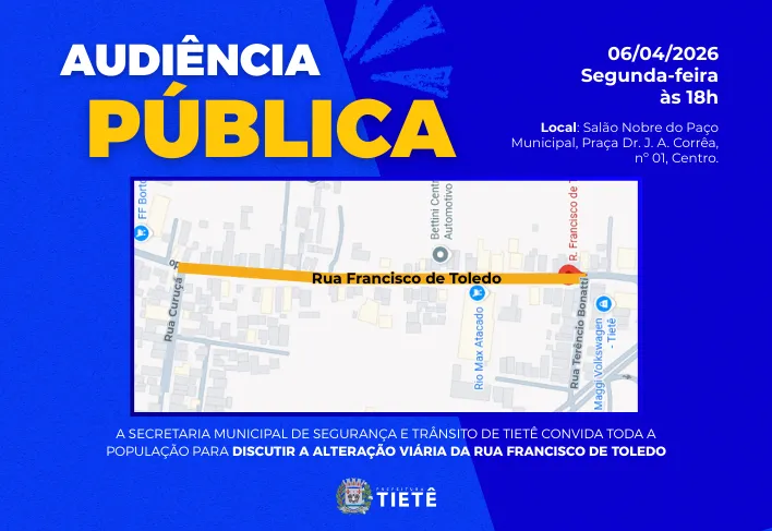 Audiência Pública discutirá mudanças no trânsito da Rua Francisco de Toledo.