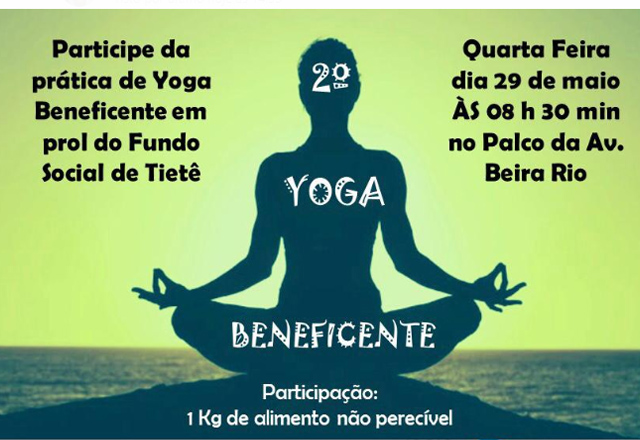 Yoga Beneficente deve arrecadar alimentos para o Fundo Social