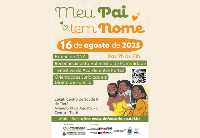 Estão abertas as inscrições para a edição 2025 do mutirão de reconhecimento de paternidade da Defensoria Pública de SP!