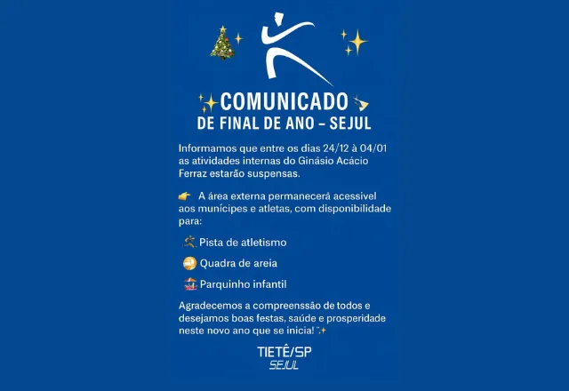 COMUNICADO DE FINAL DE ANO- SEJUL