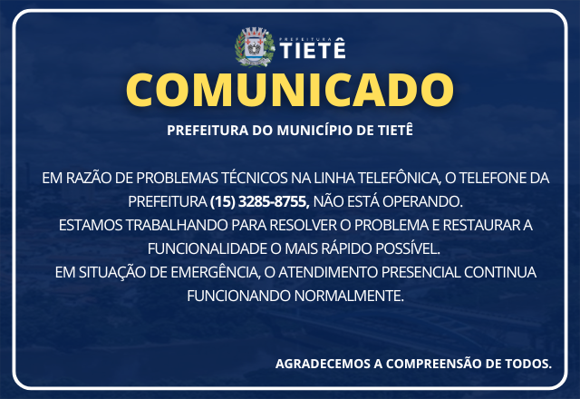 PREFEITURA INFORMA TELEFONE INOPERANTE