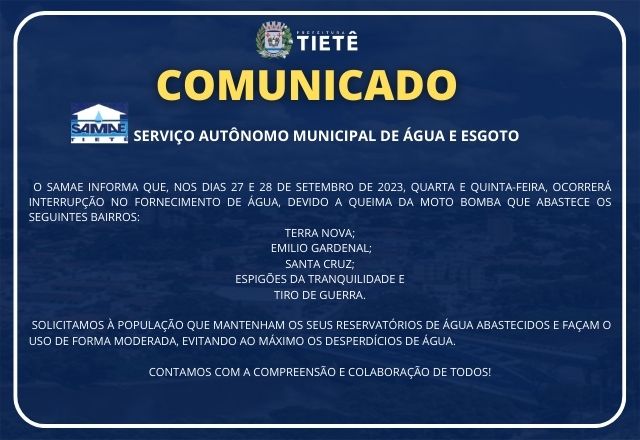 COMUNICADO SAMAE- 27/09