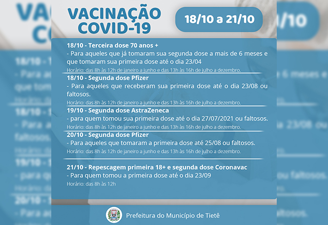 VACINAÇÃO CONTRA A COVID- 19 ( 18/10 A 21/10 )