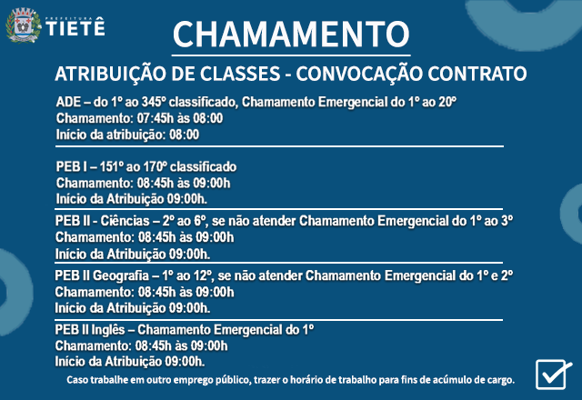 CHAMAMENTO - ATRIBUIÇÕES DE CLASSES