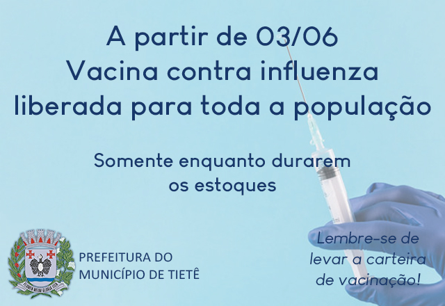 Vacina contra Influenza liberada para todos os públicos