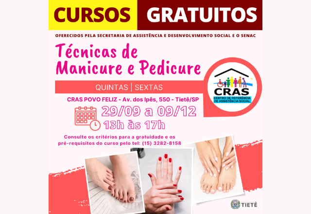 CURSO GRATUITO - TÉCNICAS DE MANICURE E PEDICURE