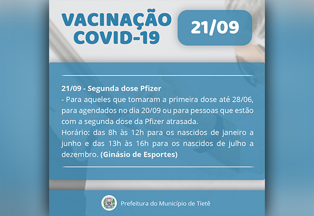 VACINAÇÃO CONTRA A COVID-19 (SEGUNDA DOSE DA PFIZER)