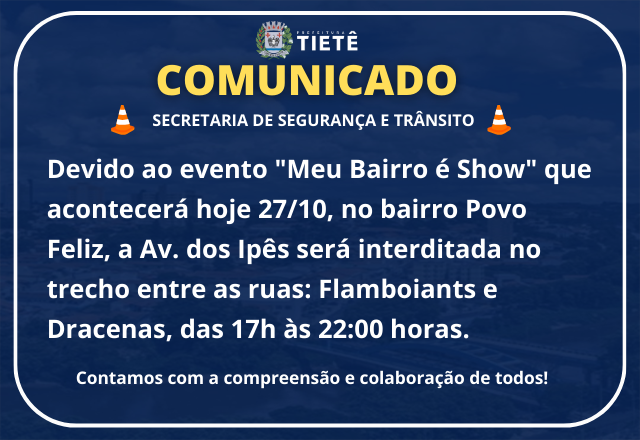 COMUNICADO - SECRETARIA DE SEGURANÇA E TRÂNSITO