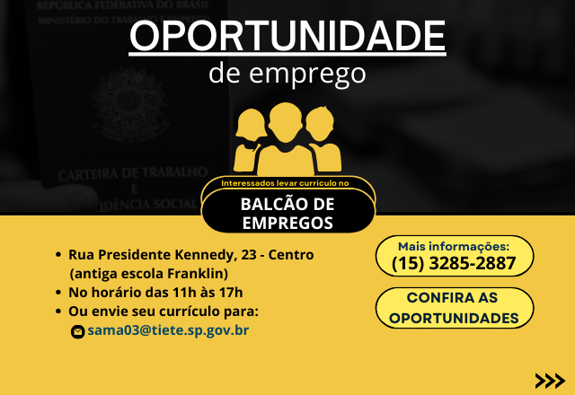 VAGAS DISPONÍVEIS 05/11