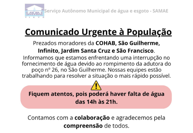COMUNICADO SAMAE